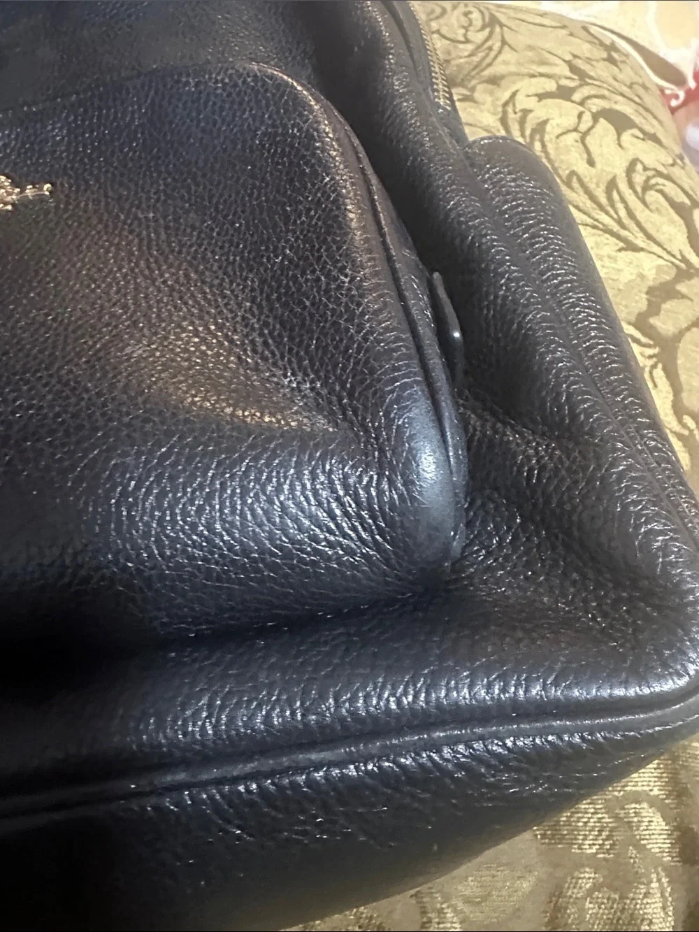Coach Black Pebbled Leather Backpack with Gold Hardware